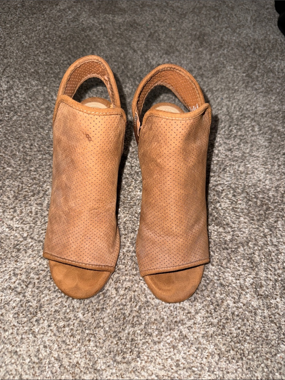 Steve Madden Tan Perforated Open-Toe Slingback Mules